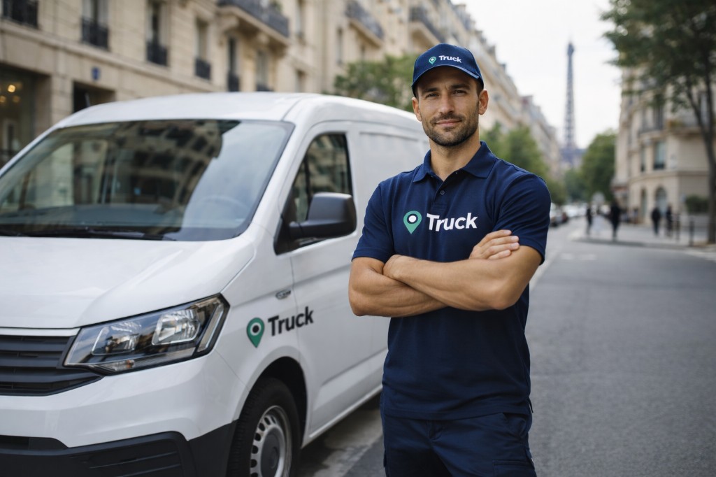 Chauffeur partenaire Truck devant son fourgon Truck